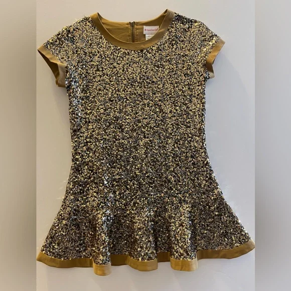 AMERICAN GIRL GOLDEN SPARKLE BLOUSE TUNIC SZ.S(14-16) Great Condition. - Picture 1 of 4
